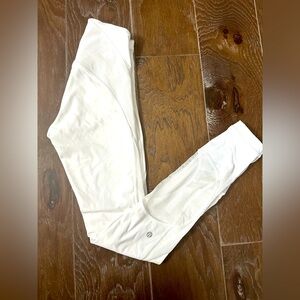 Lululemon White Highrise Leggings with Mesh Detail